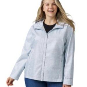 Light Grey Women's Lightweight Hooded Rain Jacket
